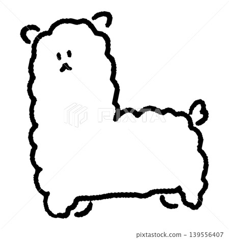 A relaxed illustration of an alpaca, characterized by its fluffy fur. 139556407