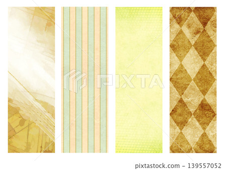 Series of banner featuring vivid, multicolored pattern on vintage paper texture. Set of colorful print is applied to a cardboard background. Collection of horizontal or vertical retro style backdrop Series of banner featuring vivid, multicolored pattern on vintage paper texture. Set of colorful print is applied to a cardboard background. Collection of horizontal or vertical retro style backdrop 139557052