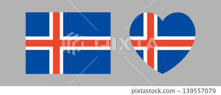 Iceland flag sticker. Icelandic national heart, rectangular flag banner, background. Heart, rectangle flag badge. Set of Flag icon, button. Iceland flag sticker. Icelandic national heart, rectangular flag banner, background. Heart, rectangle flag badge. Set of Flag icon, button. 139557079