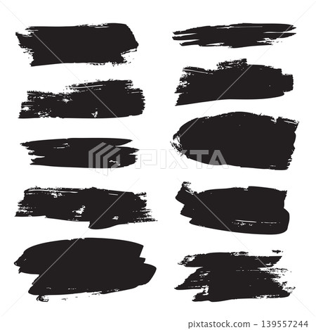 Set of black grunge brush strokes isolated on white background. Hand drawn ink texture Set of black grunge brush strokes isolated on white background. Hand drawn ink texture 139557244