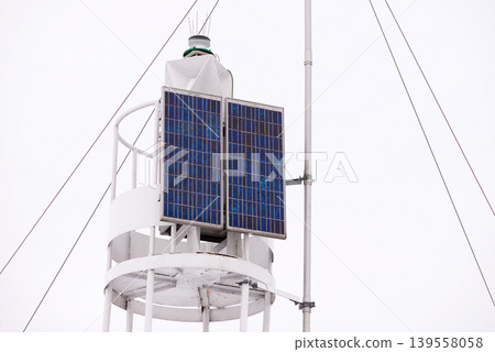 Solar Powered Industrial Beacon In Winter Silence Solar Powered Industrial Beacon In Winter Silence 139558058