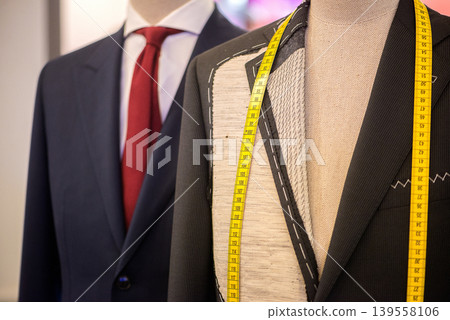 Tailored Suit Measurement Detail In Fashion Atelier Scene Tailored Suit Measurement Detail In Fashion Atelier Scene 139558106