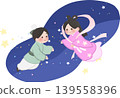 Cute Tanabata illustration of Orihime and Hikoboshi (vector material) 139558396
