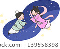 Cute Tanabata illustration of Orihime and Hikoboshi (vector material) 139558398