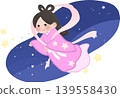 Cute Tanabata illustration of Orihime (Vector material) 139558430