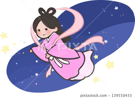 Cute Tanabata illustration of Orihime (with outlines, vector format) Cute Tanabata illustration of Orihime (with outlines, vector format) 139558433