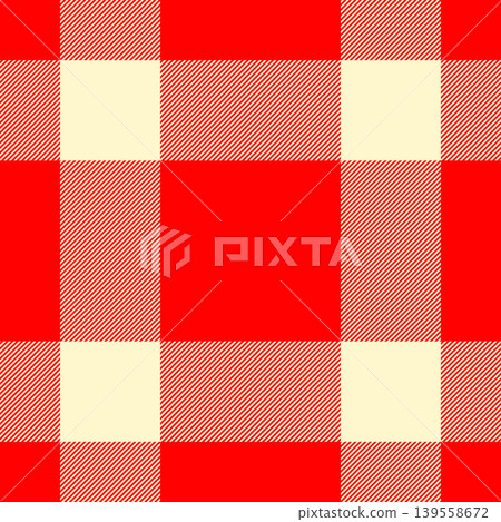 Paper seamless plaid pattern, primary fabric check textile. Usa texture vector background tartan in red and lemon chiffon colors. 139558672