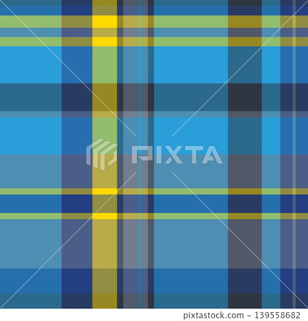 Symmetry check fabric vector, october texture pattern plaid. Window background textile seamless tartan in cyan and blue colors. Symmetry check fabric vector, october texture pattern plaid. Window background textile seamless tartan in cyan and blue colors. 139558682