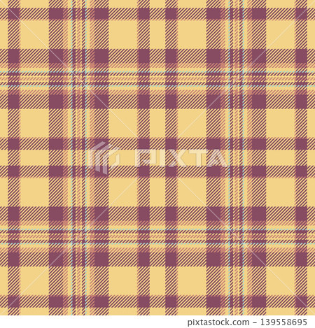 Korean texture background plaid, customize tartan fabric seamless. Filigree check textile pattern vector in amber and pink colors. Korean texture background plaid, customize tartan fabric seamless. Filigree check textile pattern vector in amber and pink colors. 139558695