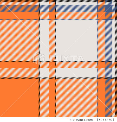 Card textile seamless texture, furniture fabric plaid check. Collage background pattern tartan vector in white and orange peel colors. Card textile seamless texture, furniture fabric plaid check. Collage background pattern tartan vector in white and orange peel colors. 139558701