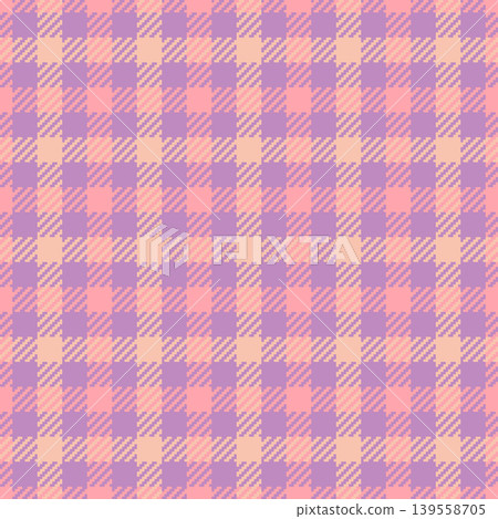 Pastel plaid pattern. Seamless gingham texture in pink, purple, beige. Ideal for fabric, backgrounds, backdrops, or digital design projects. Versatile and trendy. Pastel plaid pattern. Seamless gingham texture in pink, purple, beige. Ideal for fabric, backgrounds, backdrops, or digital design projects. Versatile and trendy. 139558705