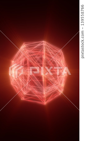 Glowing red wireframe polyhedron on a dark background, symbolizing digital networks, geometry, data structures, and futuristic technology. Glowing red wireframe polyhedron on a dark background, symbolizing digital networks, geometry, data structures, and futuristic technology. 139558766