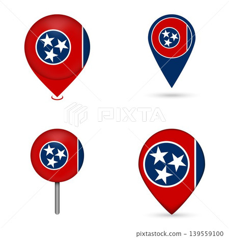 Tennessee State Flag Map Pin Icons Set Collection Tennessee State Flag Map Pin Icons Set Collection 139559100