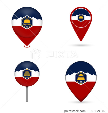 Utah State Flag Map Pin Icons Set Collection Utah State Flag Map Pin Icons Set Collection 139559102