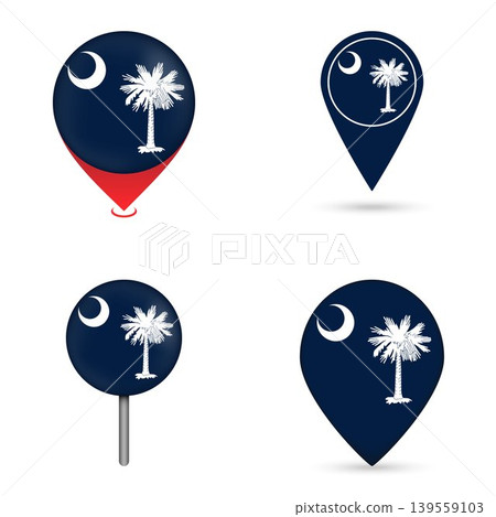 South Carolina State Flag Map Pin Icons Set Collection South Carolina State Flag Map Pin Icons Set Collection 139559103
