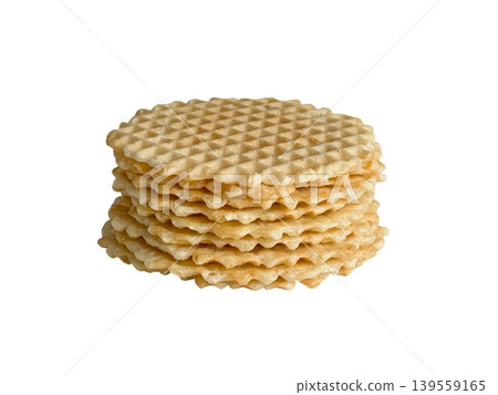 Stack of round waffles on white background Stack of round waffles on white background 139559165
