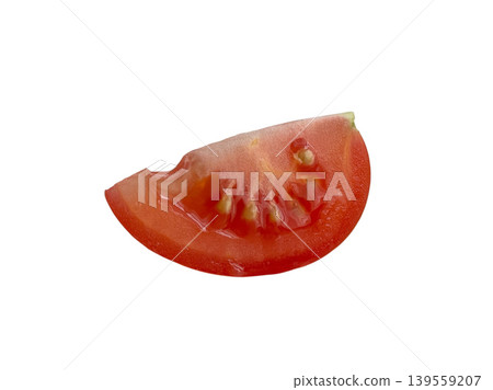 Fresh red tomato slice isolated on white 139559207