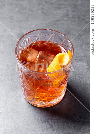 Old Fashioned Cocktail with Orange Peel 139559232