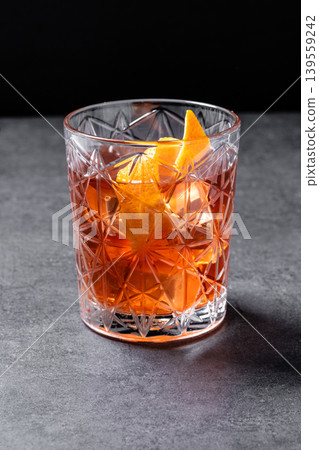 Old Fashioned Cocktail with Orange Peel Old Fashioned Cocktail with Orange Peel 139559242