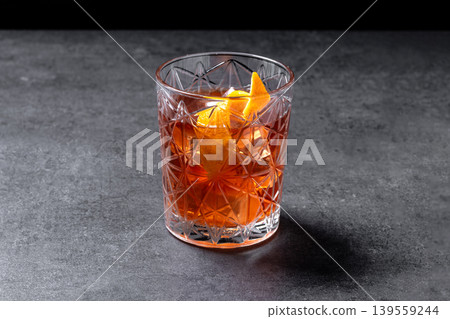 Old Fashioned Cocktail with Orange Peel Old Fashioned Cocktail with Orange Peel 139559244