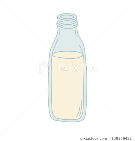 Glass bottle holding milk for healthy nutrition Glass bottle holding milk for healthy nutrition 139559481