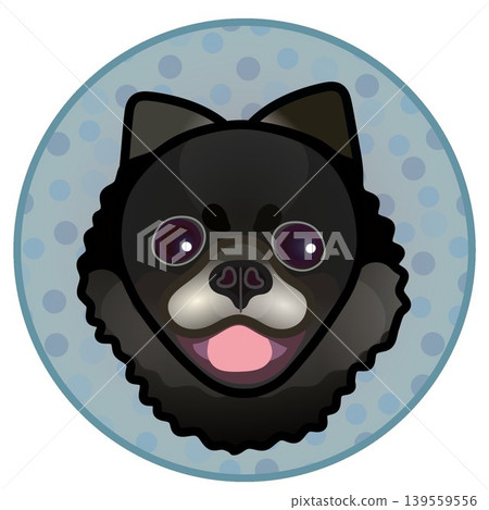 圓形背景上的博美犬臉部插圖 圓形背景上的博美犬臉部插圖 139559556