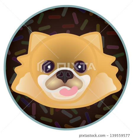 圓形背景上的博美犬臉部插圖 圓形背景上的博美犬臉部插圖 139559577