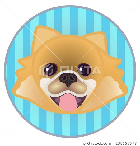 Illustration of a Pomeranian's face against a circular background 139559578