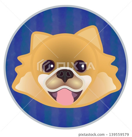 圓形背景上的博美犬臉部插圖 圓形背景上的博美犬臉部插圖 139559579