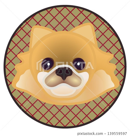 圓形背景上的博美犬臉部插圖 139559597