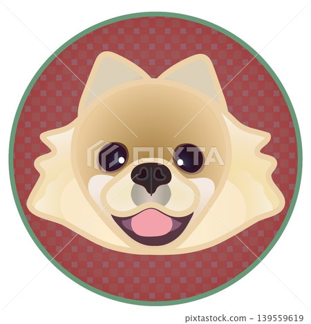 Illustration of a Pomeranian's face against a circular background Illustration of a Pomeranian's face against a circular background 139559619