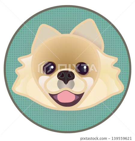 Illustration of a Pomeranian's face against a circular background Illustration of a Pomeranian's face against a circular background 139559621