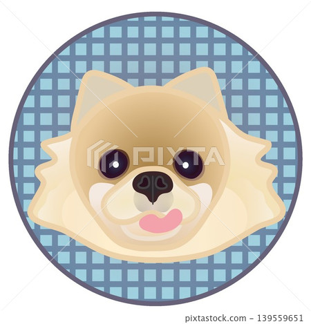 圓形背景上的博美犬臉部插圖 139559651