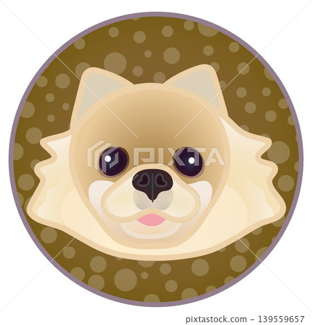 圓形背景上的博美犬臉部插圖 139559657