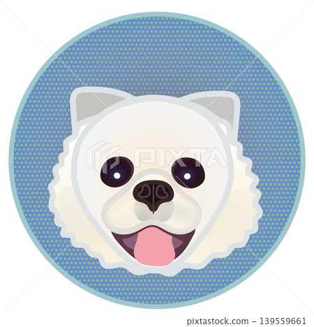 圓形背景上的博美犬臉部插圖 139559661