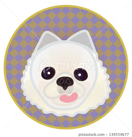 Illustration of a Pomeranian's face against a circular background Illustration of a Pomeranian's face against a circular background 139559677