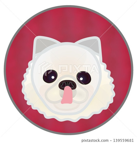 圓形背景上的博美犬臉部插圖 圓形背景上的博美犬臉部插圖 139559681