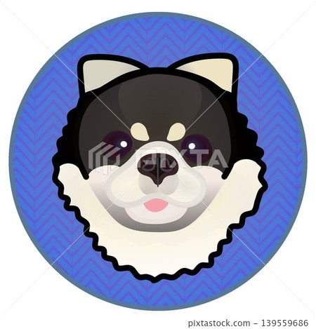圓形背景上的博美犬臉部插圖 139559686