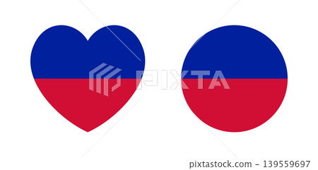 Flag of Haiti. Civil flag Haiti icon, sticker. Ensign Haiti round, heart badge, banner set. Haiti flag circle, heart button, background. Flag of Haiti. Civil flag Haiti icon, sticker. Ensign Haiti round, heart badge, banner set. Haiti flag circle, heart button, background. 139559697