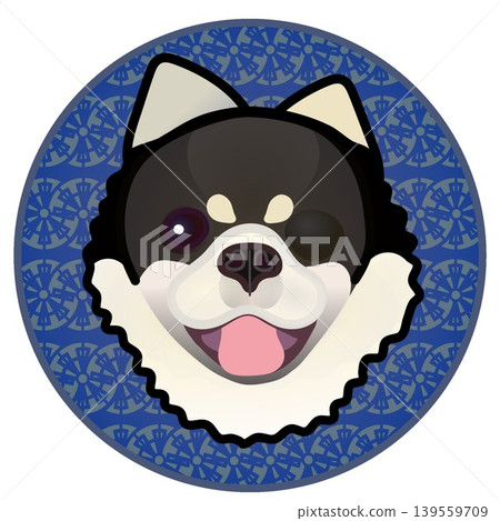 圓形背景上的博美犬臉部插圖 圓形背景上的博美犬臉部插圖 139559709