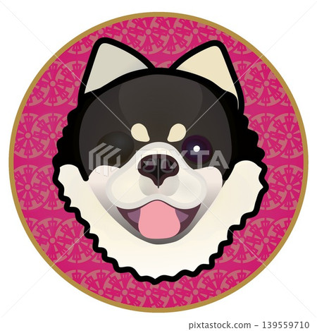圓形背景上的博美犬臉部插圖 圓形背景上的博美犬臉部插圖 139559710