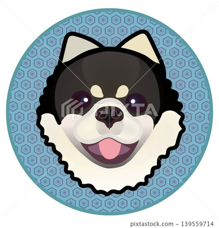 圓形背景上的博美犬臉部插圖 139559714