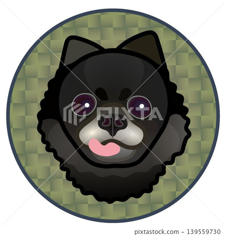 Illustration of a Pomeranian's face against a circular background Illustration of a Pomeranian's face against a circular background 139559730