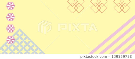 日式背景：可愛、輕快、流行風格的日式素材，適用於橫幅和標題。 139559758