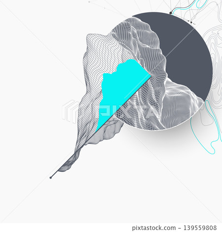 Trendy abstract wireframe background. Modern science art elements. Surface illustration inside circles. Vector Trendy abstract wireframe background. Modern science art elements. Surface illustration inside circles. Vector 139559808