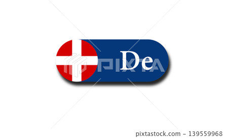 Denmark Language Button With Danish Flag Icon and 'De' Label for Website UI Denmark Language Button With Danish Flag Icon and 'De' Label for Website UI 139559968