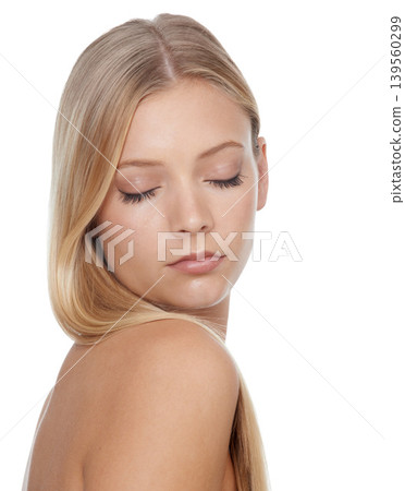 Woman, face and beauty with skincare in studio for glowing skin, wellness and dermatology on mock up. Model, person or confidence with cosmetics, collagen or keratin treatment on white background Woman, face and beauty with skincare in studio for glowing skin, wellness and dermatology on mock up. Model, person or confidence with cosmetics, collagen or keratin treatment on white background 139560299
