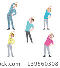 Three men and two women doing gymnastics 139560308
