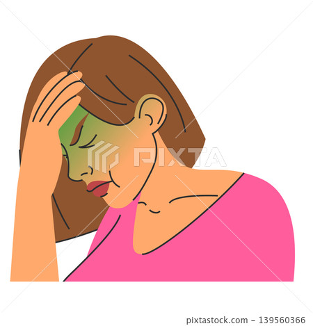 Woman suffering from nausea vector isolated Woman suffering from nausea vector isolated 139560366