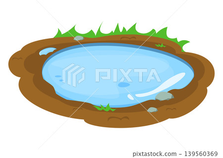 Water puddle on the soil Water puddle on the soil 139560369